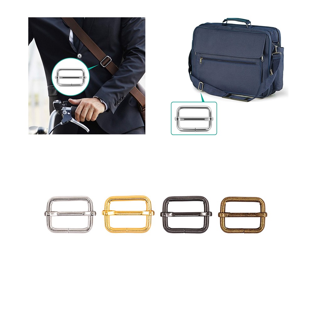 10Pcs Movable Bar Slider Strap Adjuster Rectangle Strap Keeper Adjuster Keychain