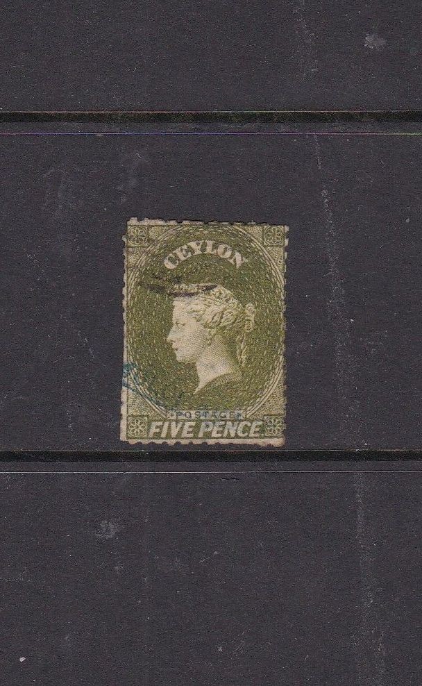 Ceylon 1863 5d Yellow Olive Used SG54a