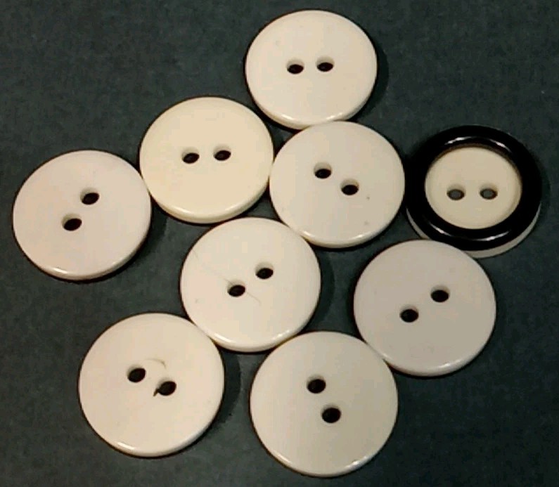 9 Black & White 2 Hole Buttons 5/8" Inch