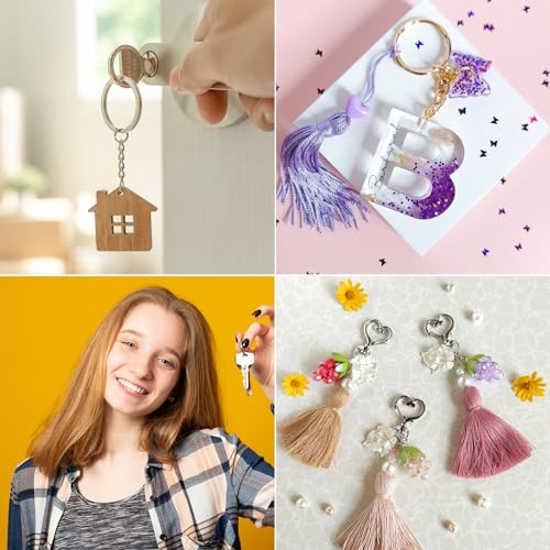 10Pcs Split Keychain Rings, Round Flat Key Holder with Open Jump Ring Key