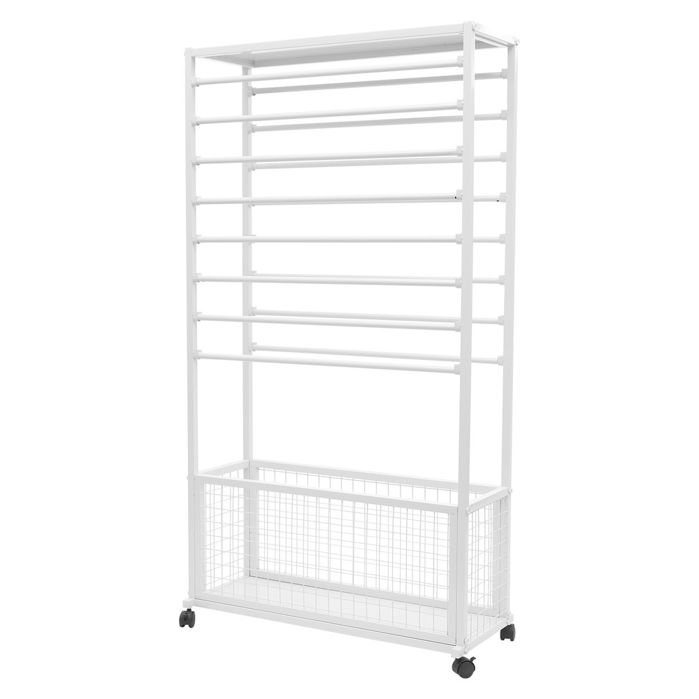 Floor Mount Mobile Ribbon Holder Organizer with Wheels and Ample Storage Space