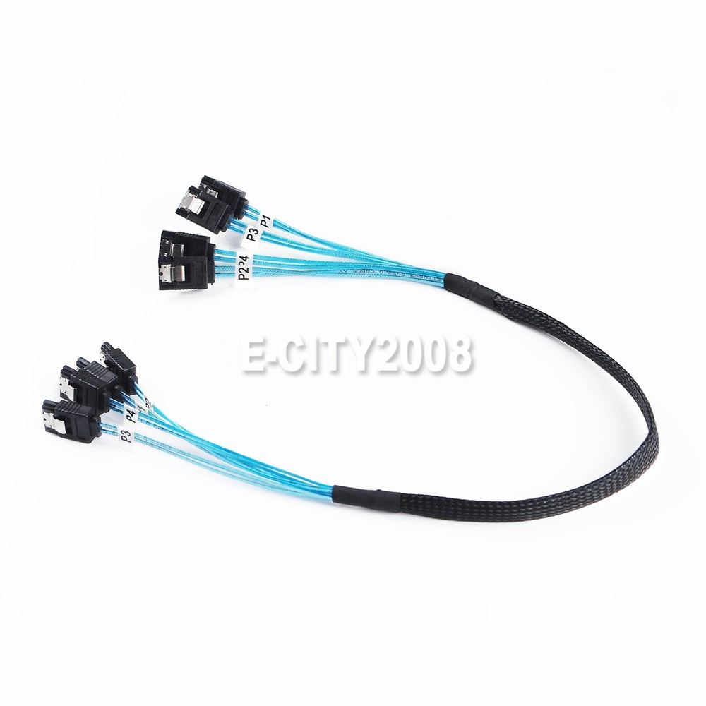 2Pcs 4 SATA 7pin to 4 SATA 7pin Target SSD Hard Disk Data Server Raid Cable 50CM