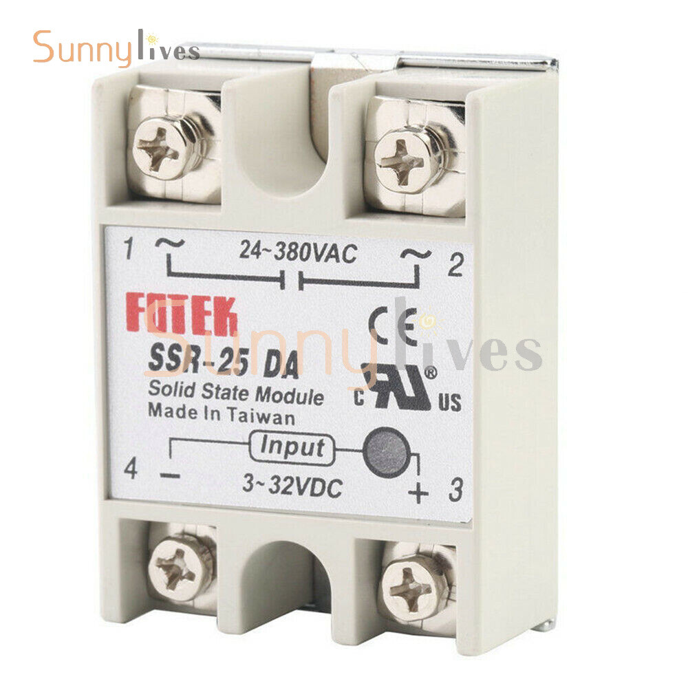 1-10PCS SSR-25DA Solid State Relay Module 25A DC 3V-32V Input AC 24V-380V Output