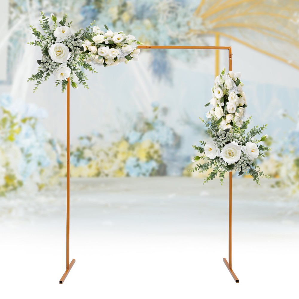 Wedding Arch Rack Rectangular Flower Decor Frame Stand Gold Metal Party Backdrop