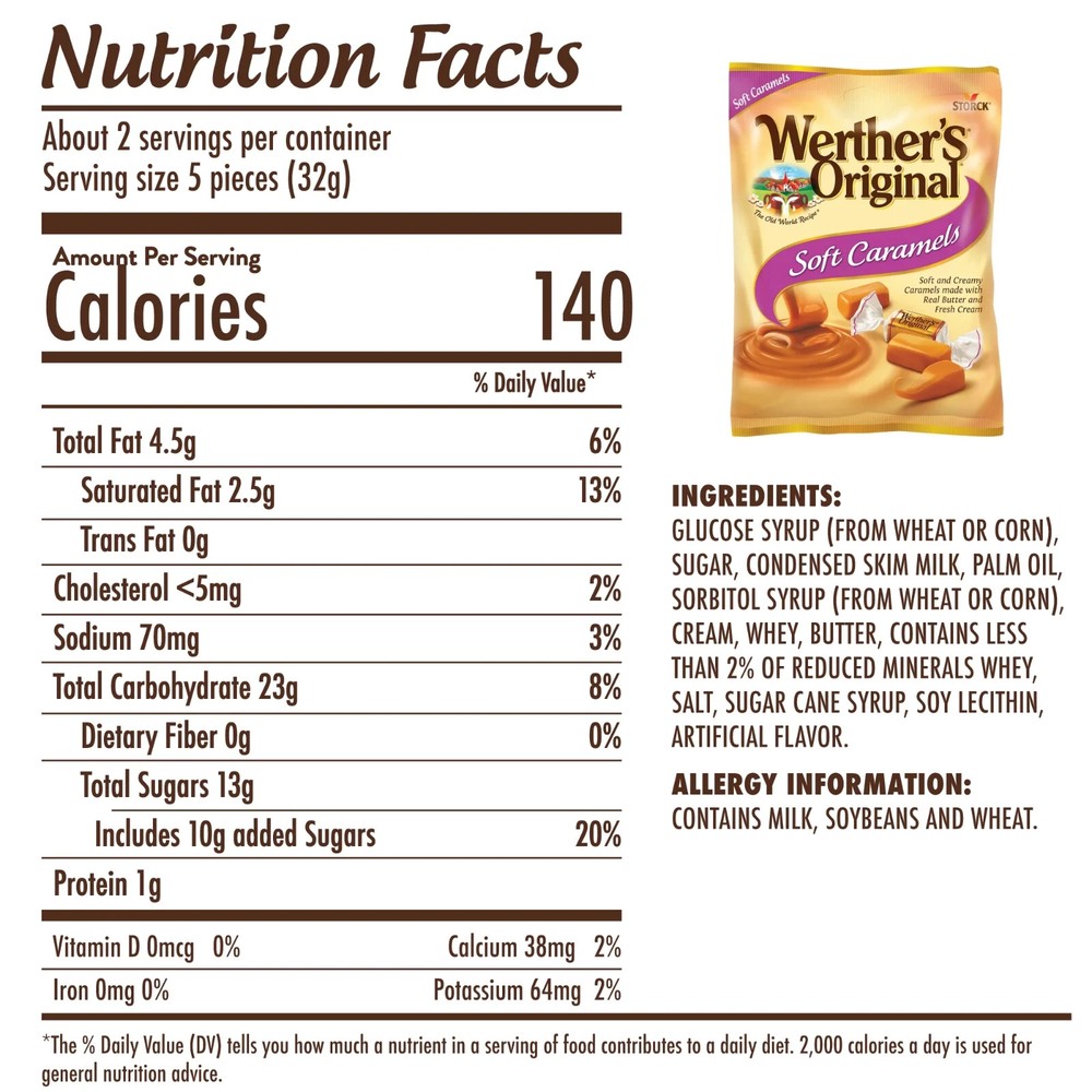 Werthers Original Soft Caramel Candy 2.22 oz Pantry Sweet Snacks