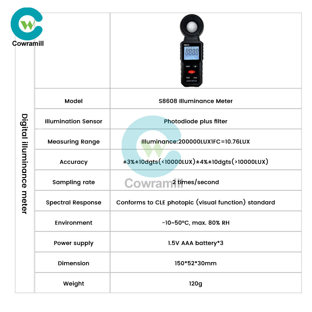 Handheld Digital Light Lux Meter Illuminometer Luminometer Photometer 200000Lux