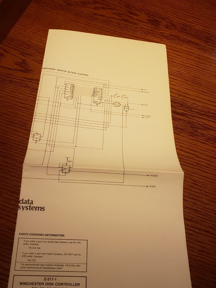 Heathkit/ Zenith Winchester Disk Controller Z-217-1 Schematic