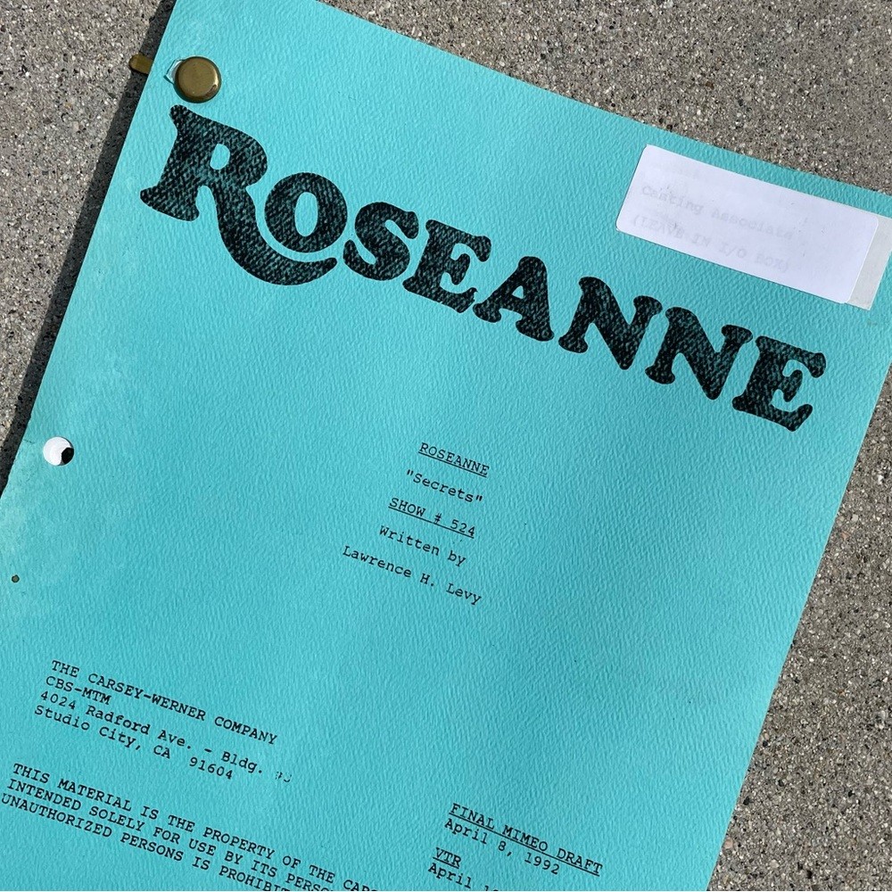 Roseanne Original 1992 Production Used Final Draft Script Secrets Barr Metcalf