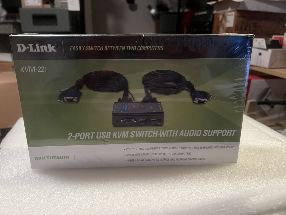 D-Link KVM-221 2-Port USB KVM Switch With Audio Support NIB