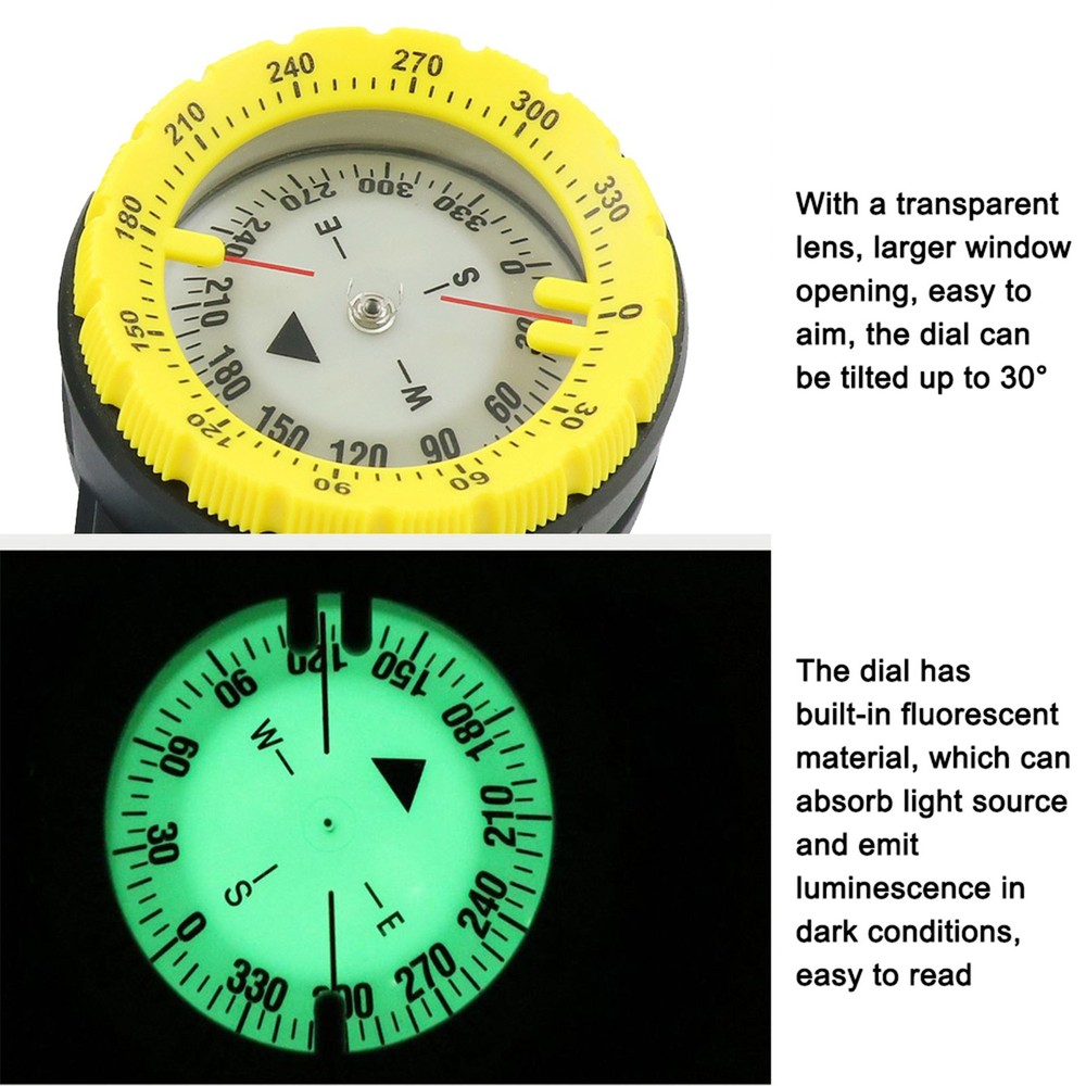 50M Underwater Diving Compass Luminous Dive Wrist Compass Waterproof BOTN