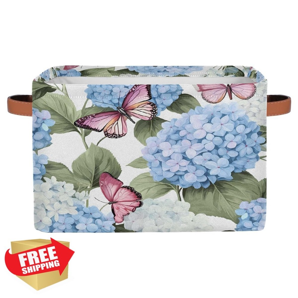 YPPA যুক্তি Hydrangea Storage Baskets Blue Pink Butterfly 1 Pc