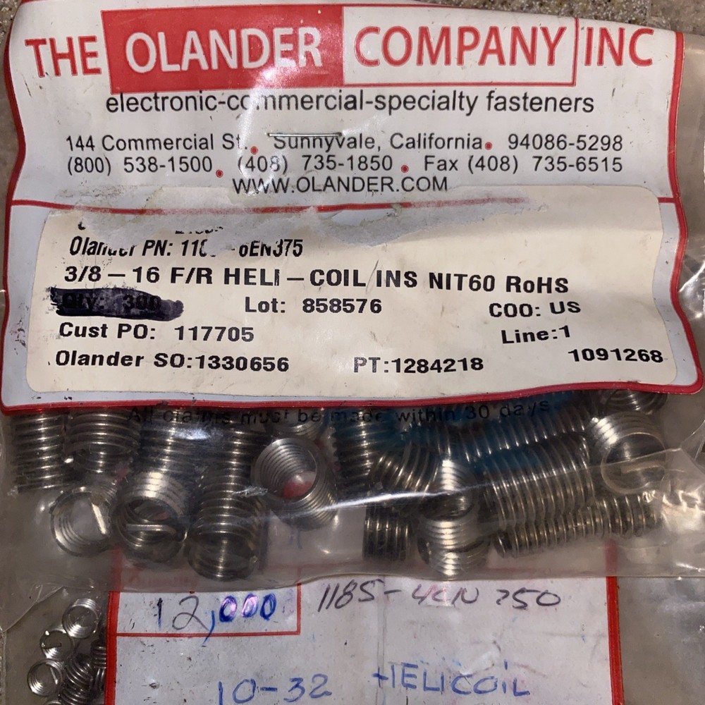 Helicoil Precision Free-running Insert Lot