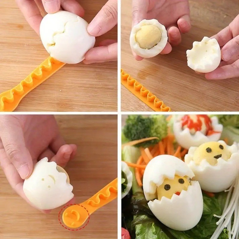 2PC Egg Shaper Mold Egg Cutter Boiled Egg Flower Cutting Half Cutting