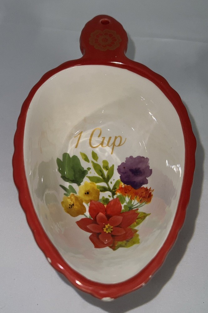 Ceramic Nesting Measuring Cups In Floral Pattern 3 Piece Set