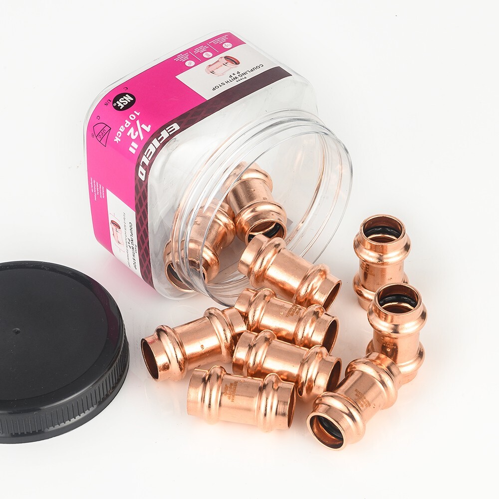 10 PCS EFIELD 1/2 " Press Fit Straight Coupling Fitting, No Lead , Pro  Pack