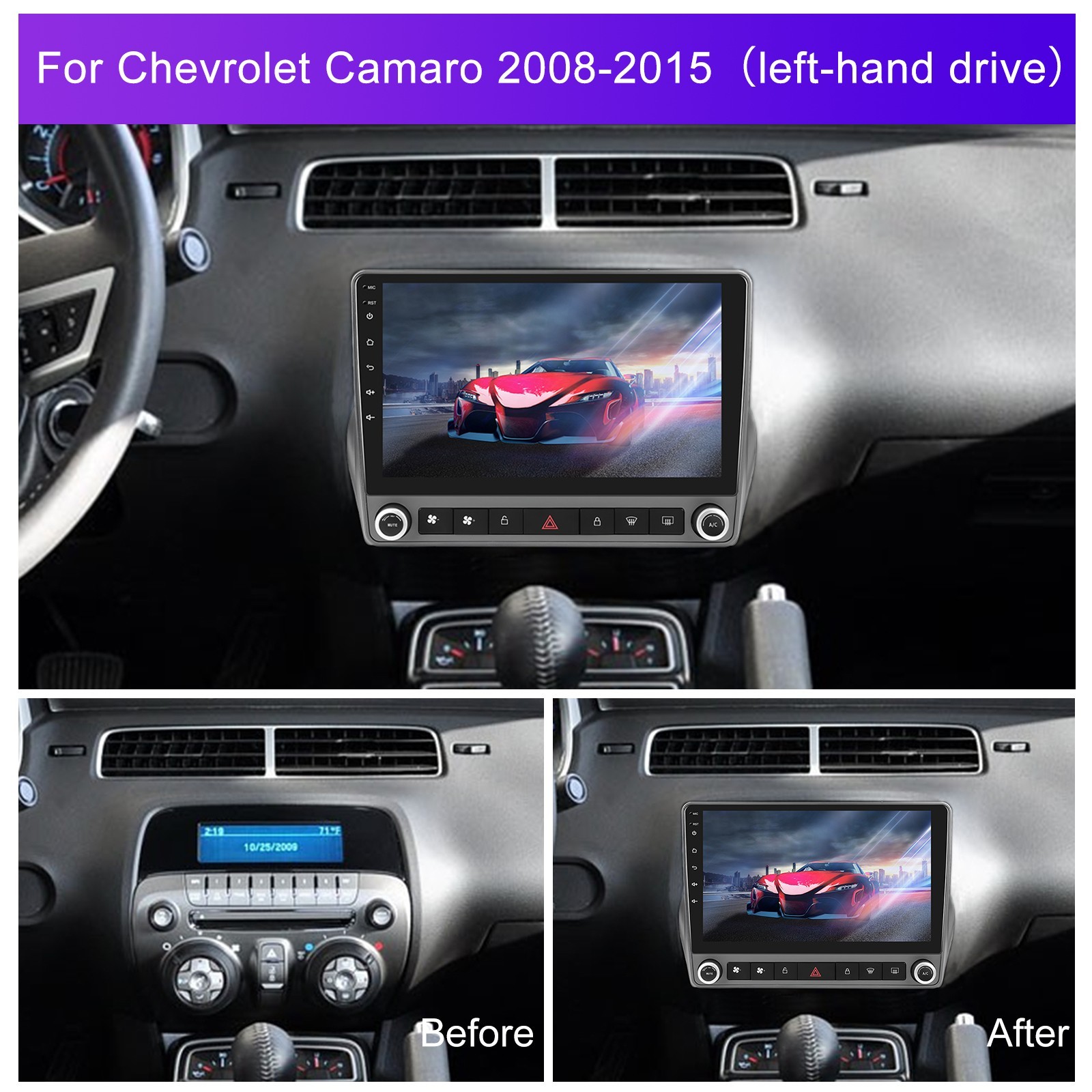 For Chevrolet Camaro 2010-2015 Android 15.0 Apple CarPlay Car Stereo Radio GPS