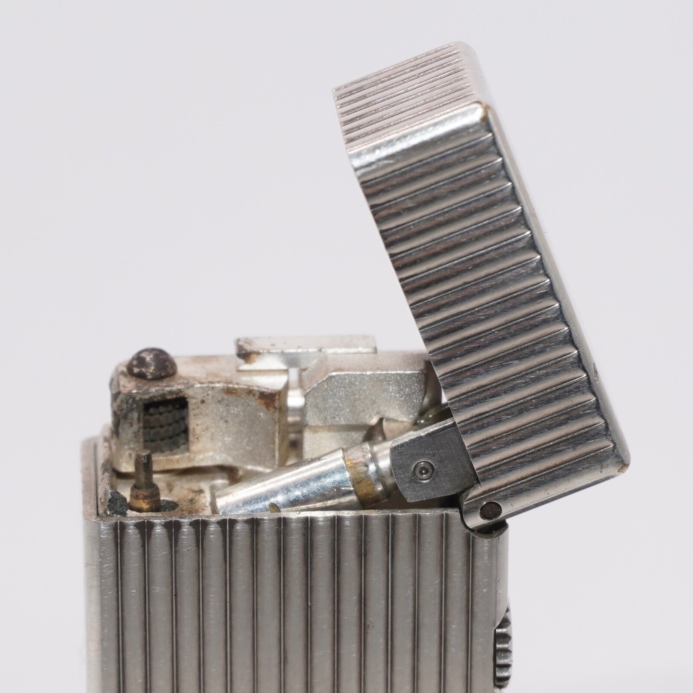 Dunhill Lighter Silver Stripe Pattern-Ultrasonically cleaned_Working