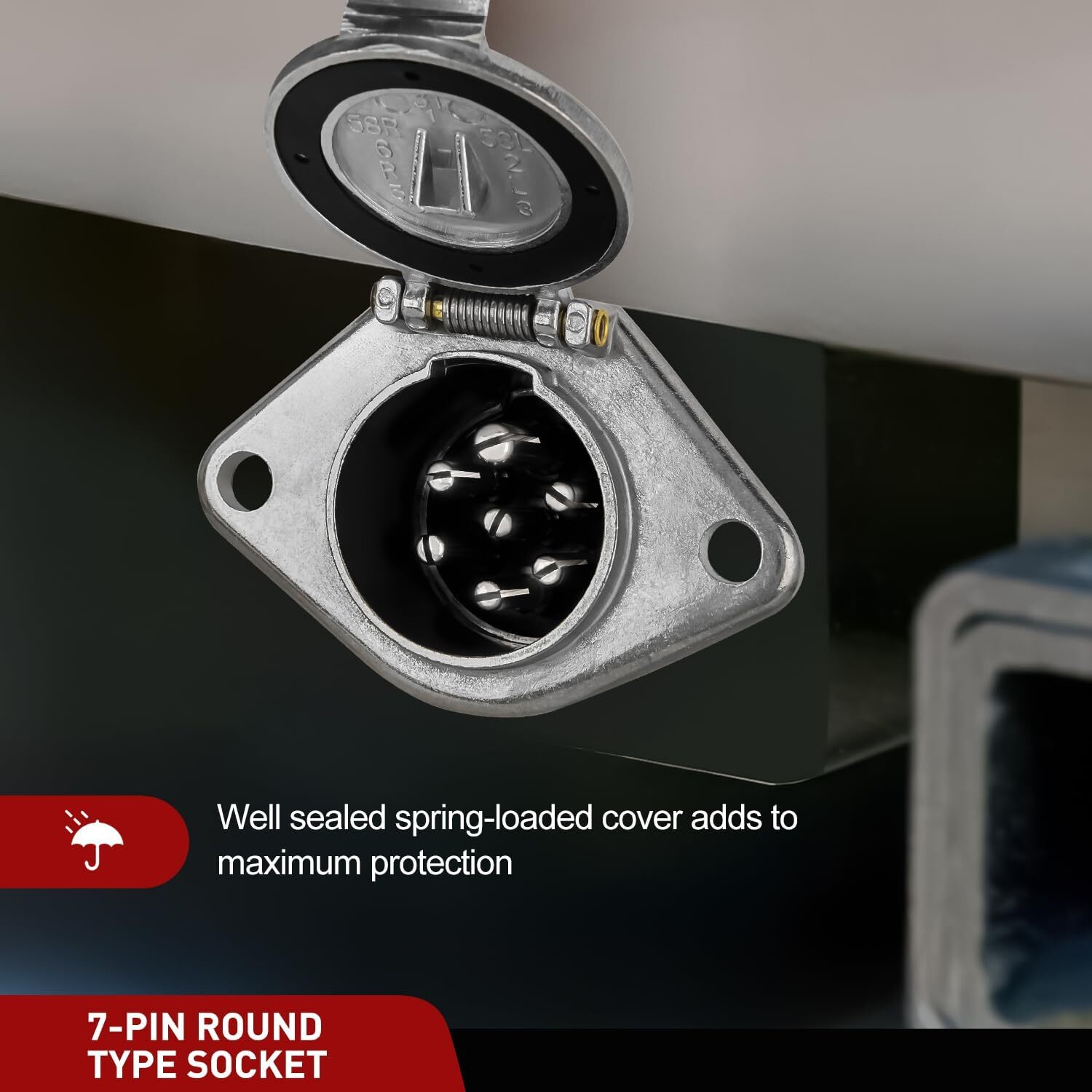 Nilight Vehicle-Side 7-Pin Round Trailer Wiring Harness Socket 7 Way Female-End