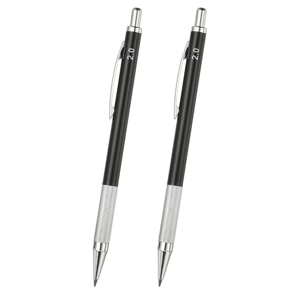 2Pcs Mechanical Pencil 2mm for Drawing, Black