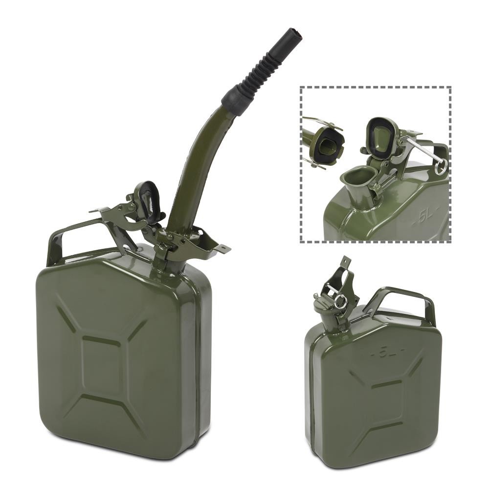 Practical 5L 0.6mm  Can Gasoline Jerry Can Steel Tank Emergency Backup Green