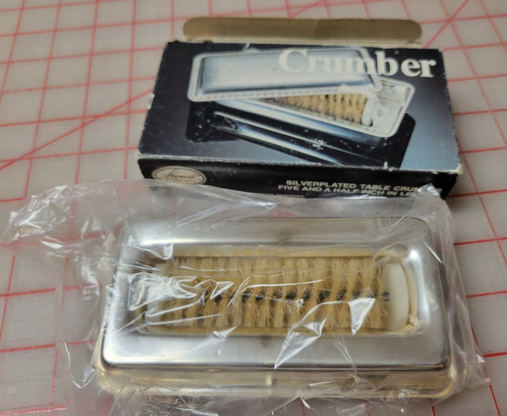 Vintage Leonard 5" Silverplate TABLE CRUMBER Brush - Made in Italy