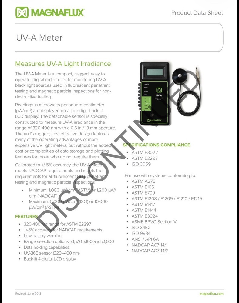 Magnaflux UV-A Black Light Meter (Never Used)