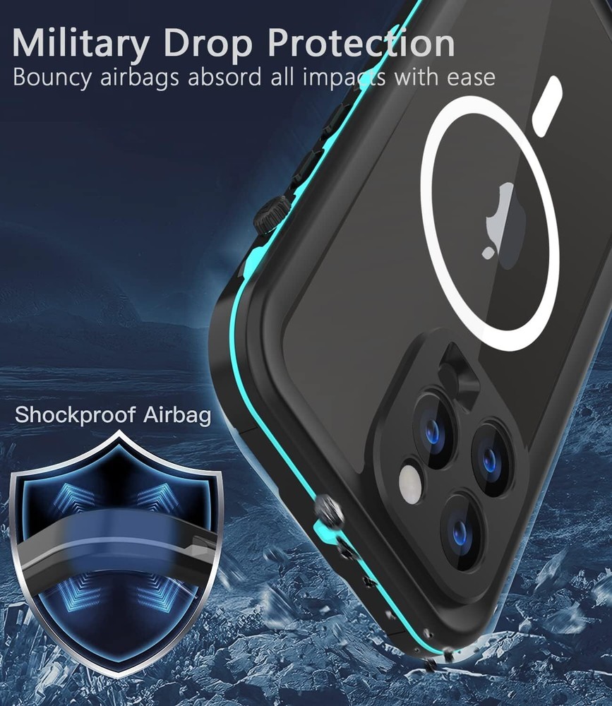 For iPhone 14 15 Pro Max / Plus Waterproof Case MagSafe Cover Screen Protector