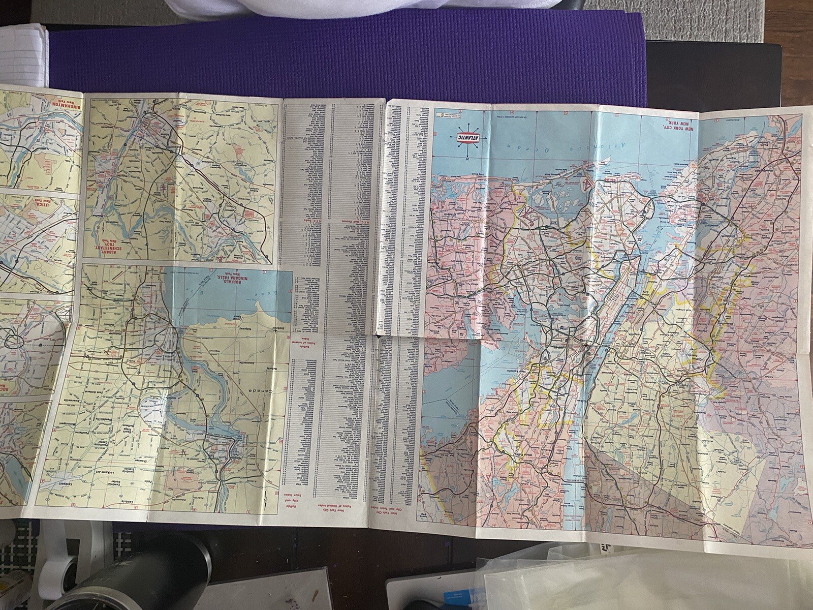Lot of (2) Vintage Road Maps Texaco and Atlantic New York, Ontario