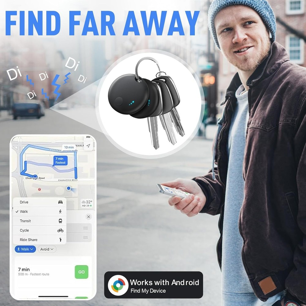 Bluetooth Tracker for Android, 4 Pack Item Finder Work with Google Find My De...