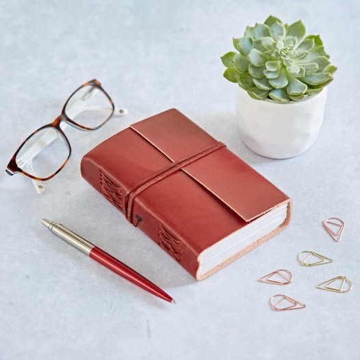 Small Leather Journal Blank Pages Handmade Writing Notebook Wrap Strap