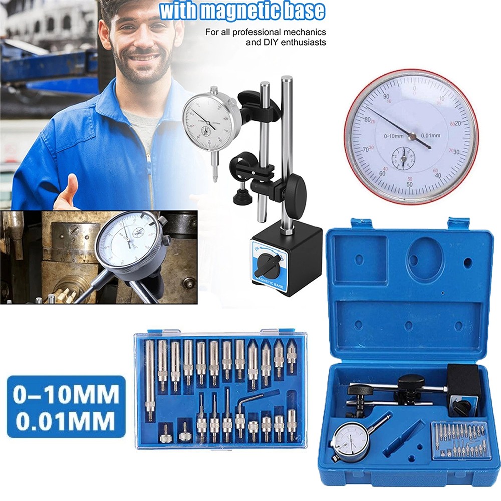 Dial Indicator with Magnetic Base, 0-1"×0.001" Precision Dial Test Indicator Set