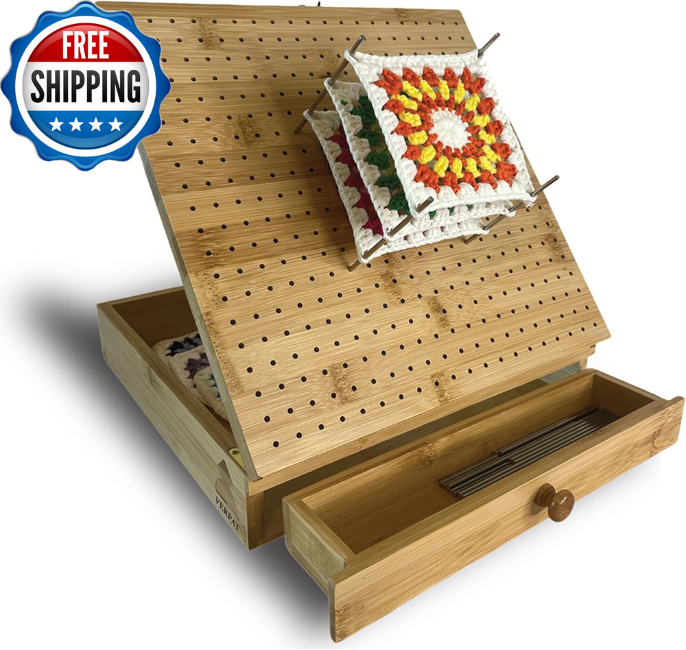 Crochet Blocking Boards+Multifunctional Container+Pins for Granny Square Blockin