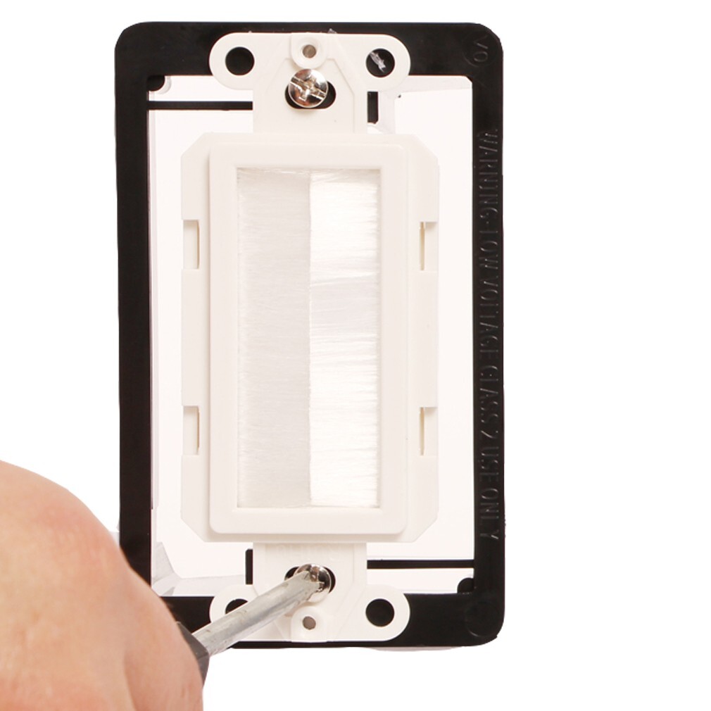 Brush Wall Plate with Mounting Bracket 6-Pack Cable Pass Through Insert Hider