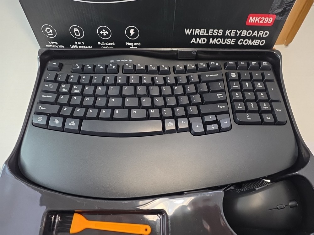 Wireless Ergonomic Keyboard & Mouse Combo Mk299 No Dongle