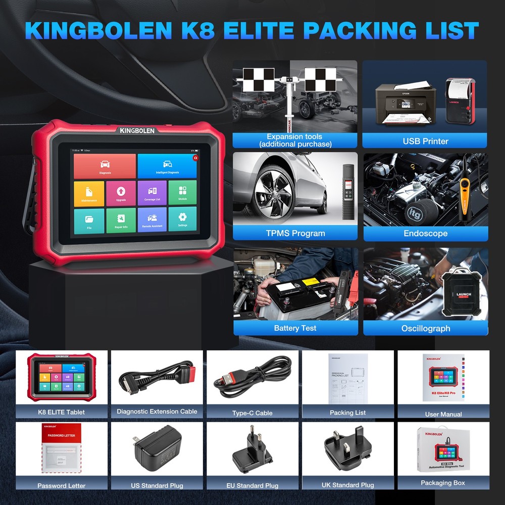 2026 KINGBOLEN K8 ELITE Car OBD2 Scanner Full System Diagnostic Tool ECU Coding