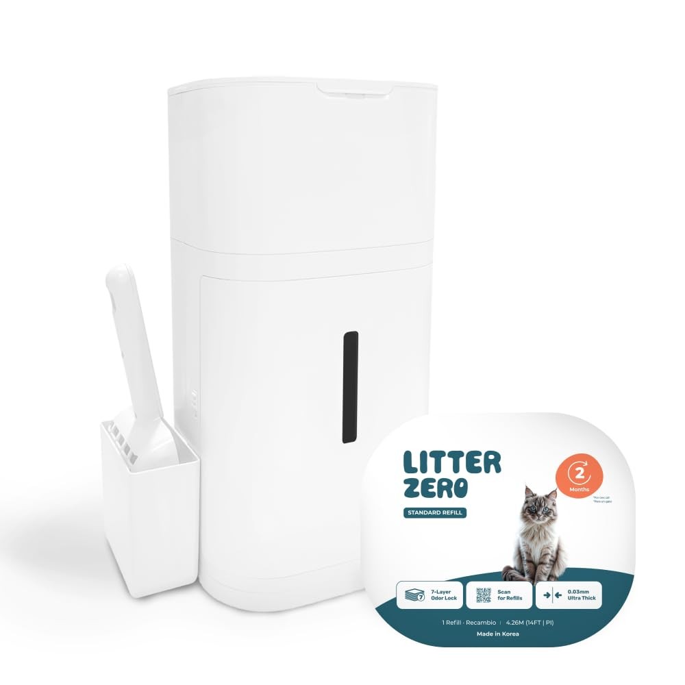 Litter Zero Premium Cat Disposal System, White, Smart Base Set, White