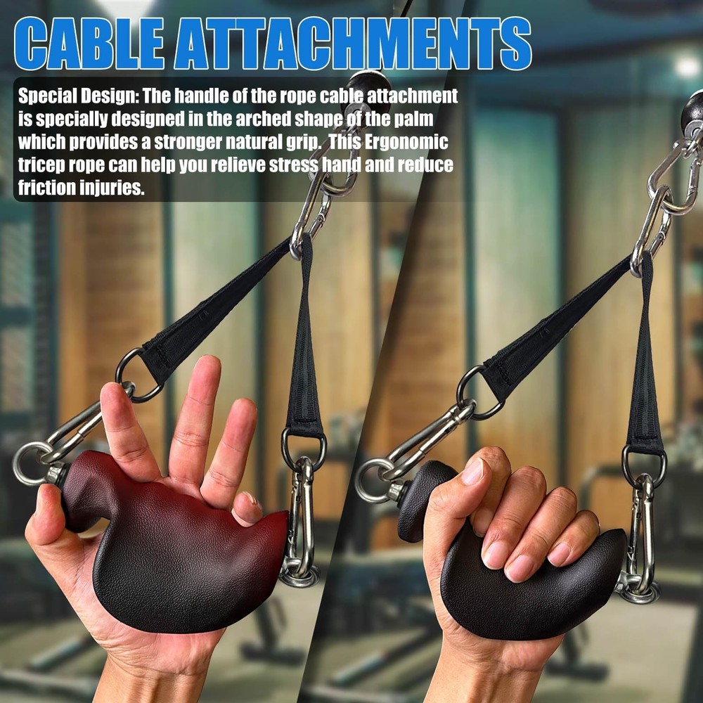 BLUSLM Ergonomic Tricep Rope Pulldown Attachments, Upgraded 27 32 40 & 47 Inc...