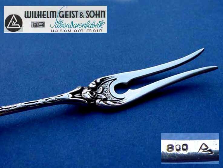 Serving Fork, Rose, Wilhelm Geist & Son, 800 Silver C59
