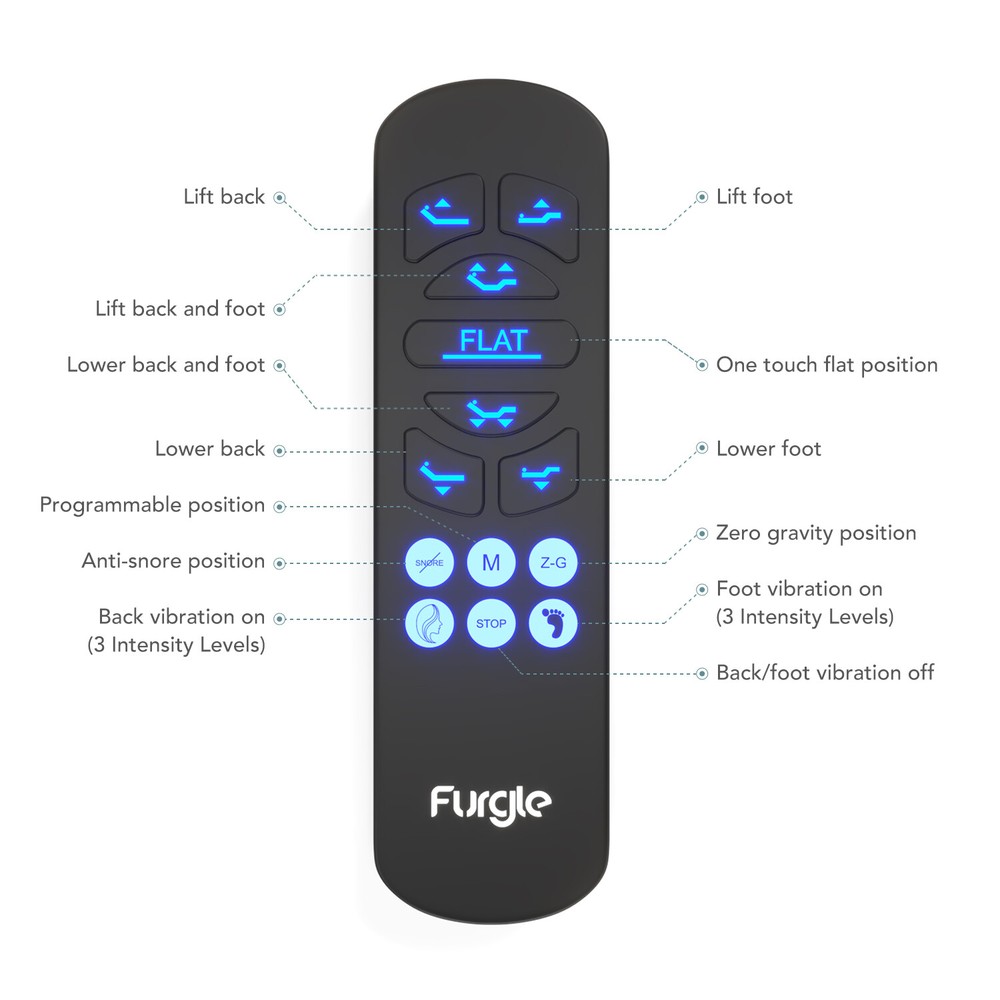 Adjustable Bed Frame Base Electric Massage Wireless Remote Control QUEEN KING