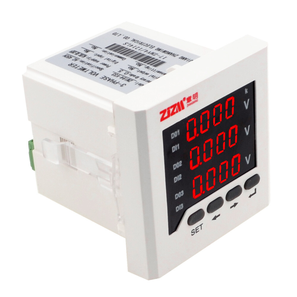 Intelligent Digital Display Voltmeter Three-phase AC Voltage Tester 80x80mm