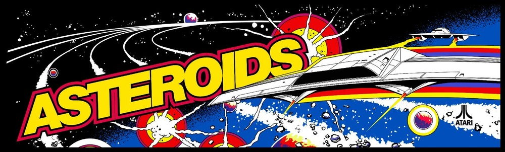 Arcade Classics Marquee Asteroids Art Sticker  23" x 7"