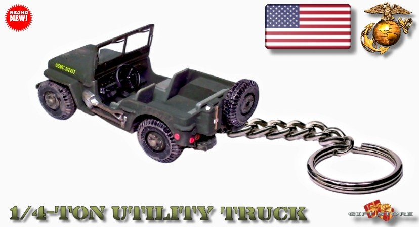 🎁 🆕 HTF KEYCHAIN ⚓ WILLYS JEEP ⚓ USMC WW2 KOREA CUSTOM Ltd Ed. 💕NICE GIFT💕🎁