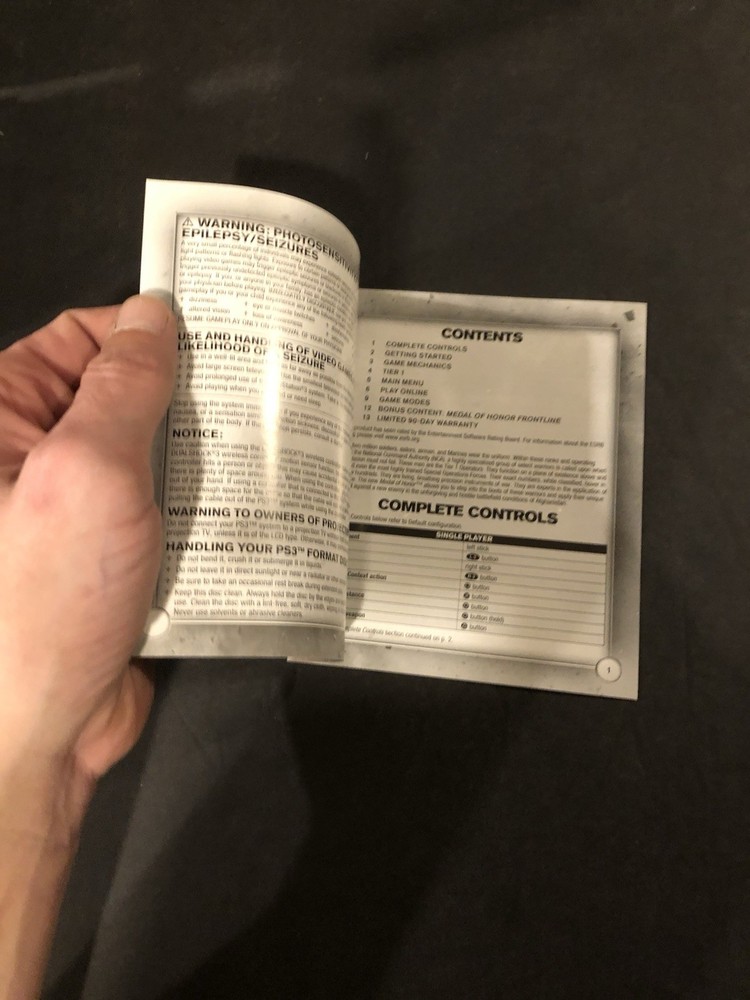 Medal honor ps3 Manual only