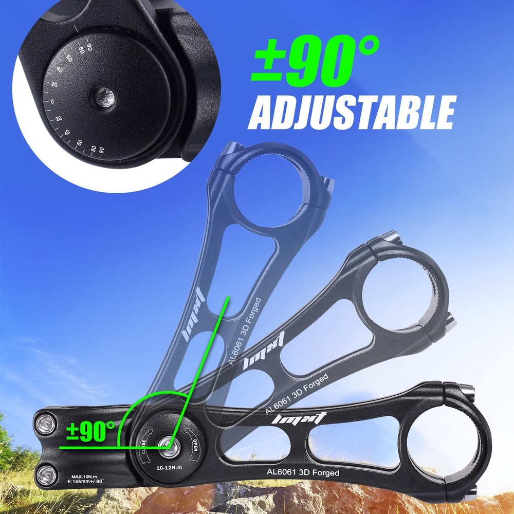 Bike Stem Riser & Adjustable MTB Bicycle Stem, Universal 31.8mm black Medium