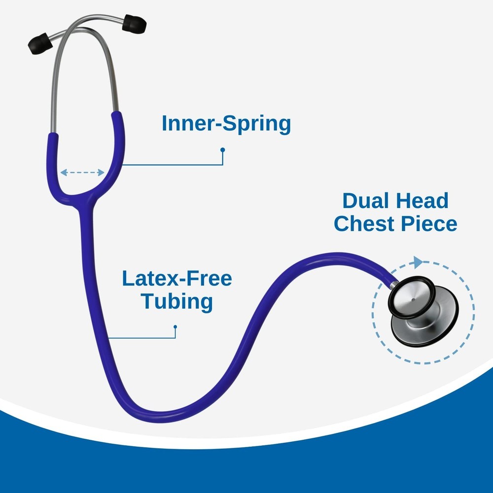 HCS Blue Dual Head Stethoscope - Lightweight, Durable & Comfortable for Nurses