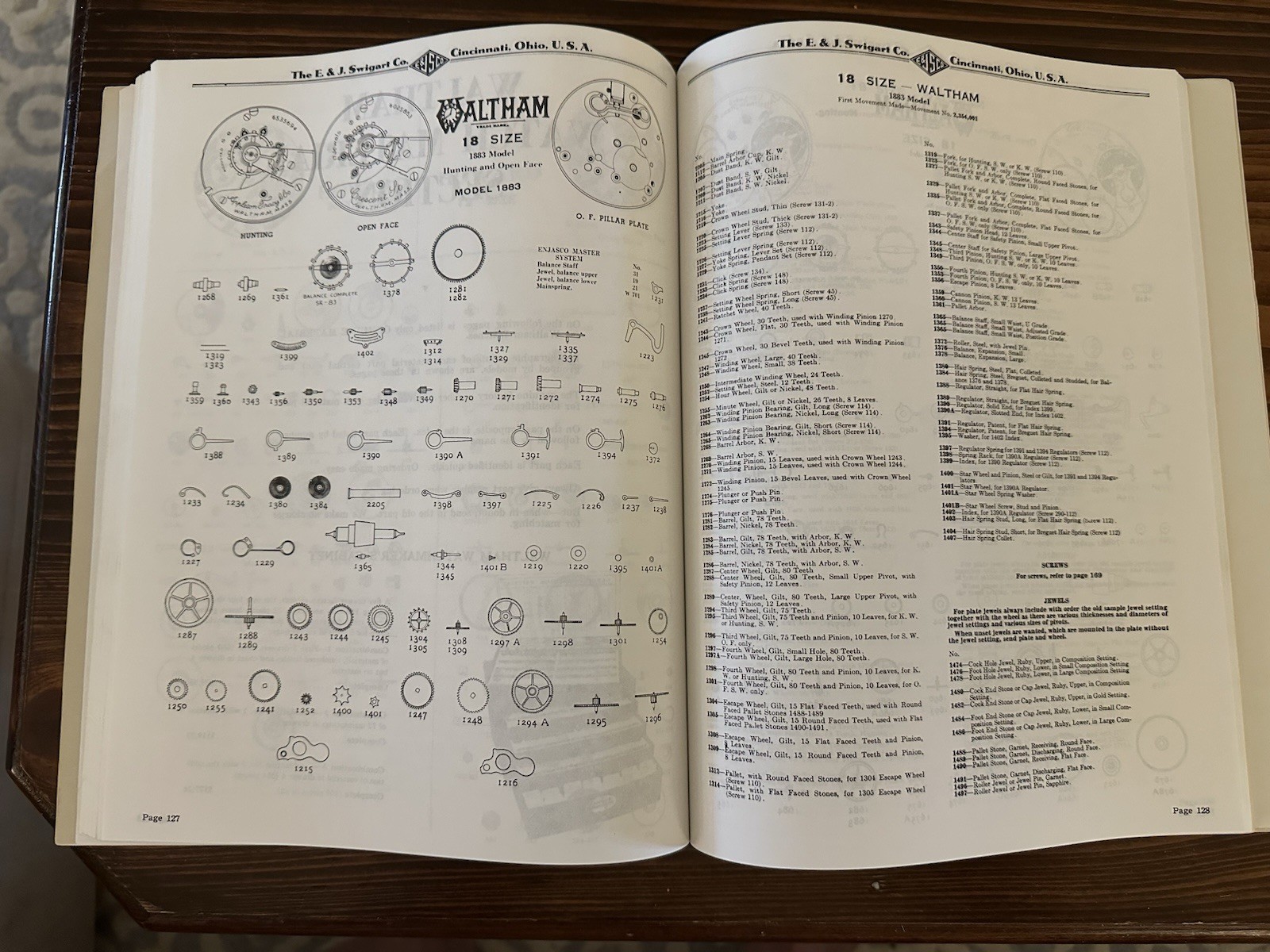 1952 Illustrated Manual of American Watch Movements Original E & J Swigart RARE