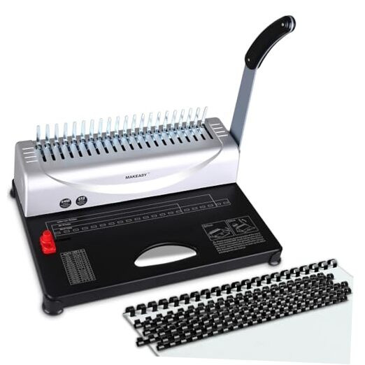 Binding Machine, 21-Hole, 450 Sheets, Comb Binding Machines with 1 Box Comb