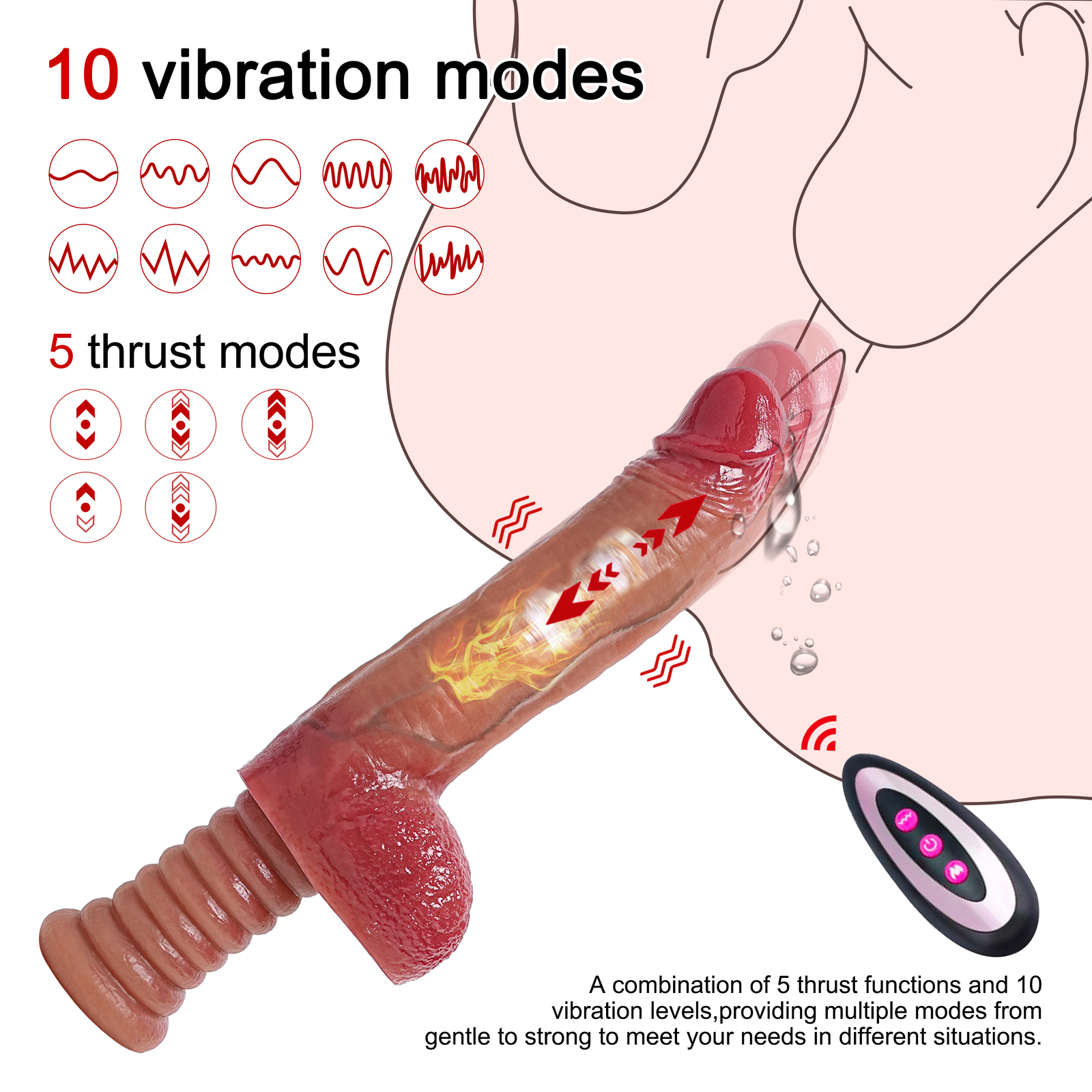 Automatic 5 Thrusting Dildo Sex Machine for Women Hands-Free Sex Toys Heating US