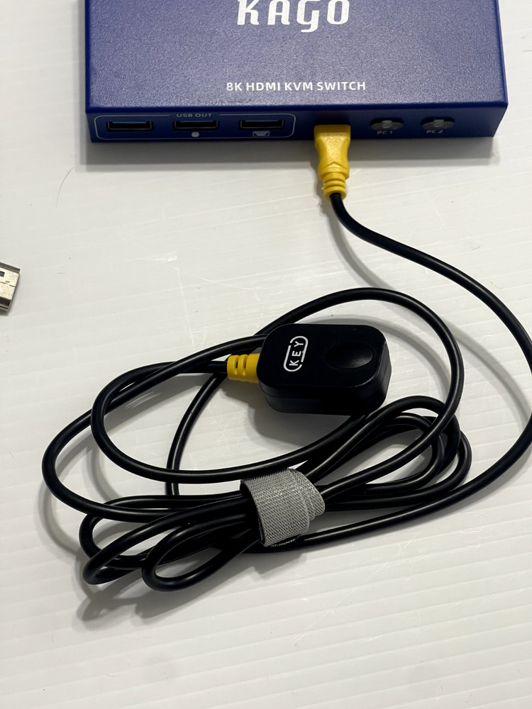 KAGO 8K HDMI KVM Switch for 2 PCs w/ Cables & External Switch