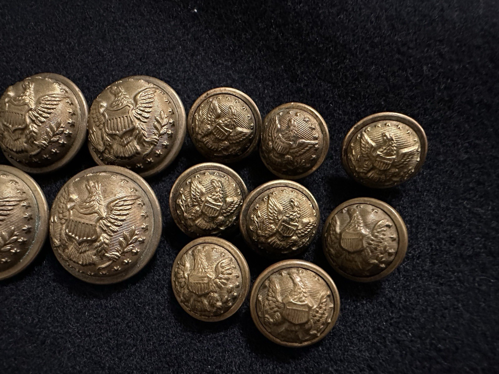 Lot 14 Original Civil War Federal Officer General Staff Eagle Buttons, Non Dug